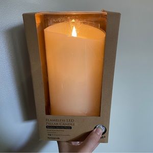 NWT Ivory LED Soft Flame Pillar Candle, 5x9 in
